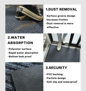 Entry Brush Ribbed Door Mat For Indoor Entranceways